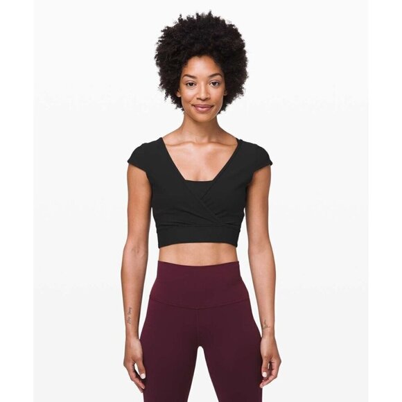 Lululemon Ready to Rise Short Sleeve Black Crop Top Size 2 - Picture 3 of 8